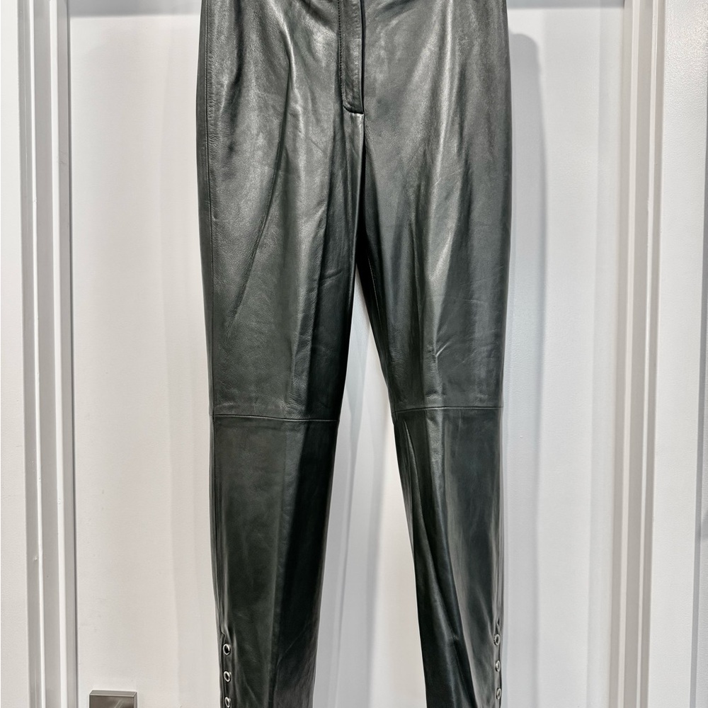 St. John Black Leather Dress Pants